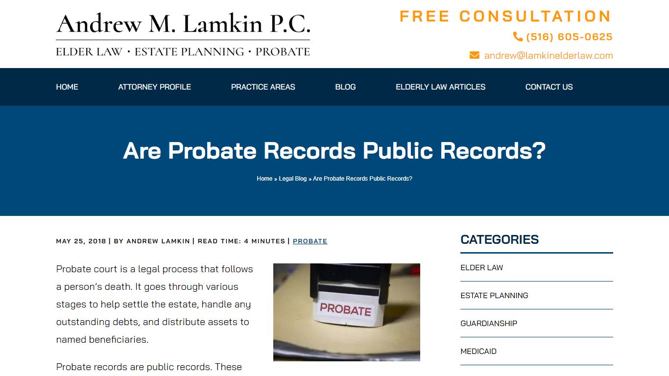 Are Probate Records Public Records? - Law Office of Andrew M. Lamkin P.C.